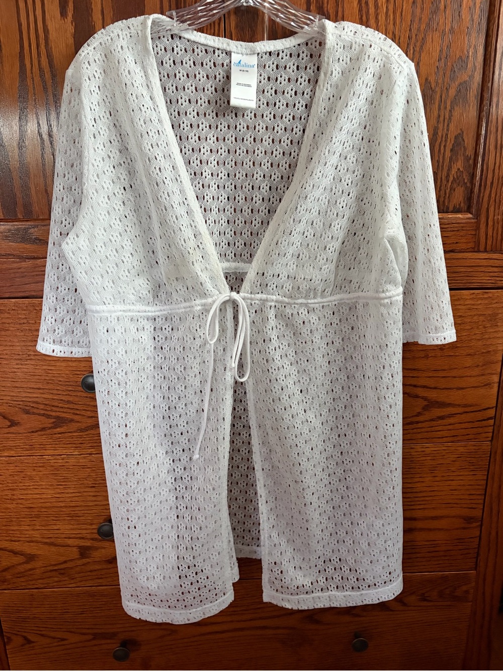 Lightweight White Sheer Tie-Front Cover-Up-Swim